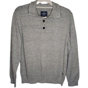 American Eagle Outfitters Grey Polo Sweater - Size Large